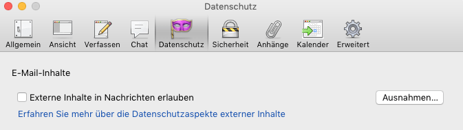 automatisches Nachladen externer Inhalte Mozilla Thunderbird verhindern. Gegen Email Tracking